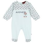 Baby Boys Blue Teddy Bear Logo Babygrow, 2, hi-res
