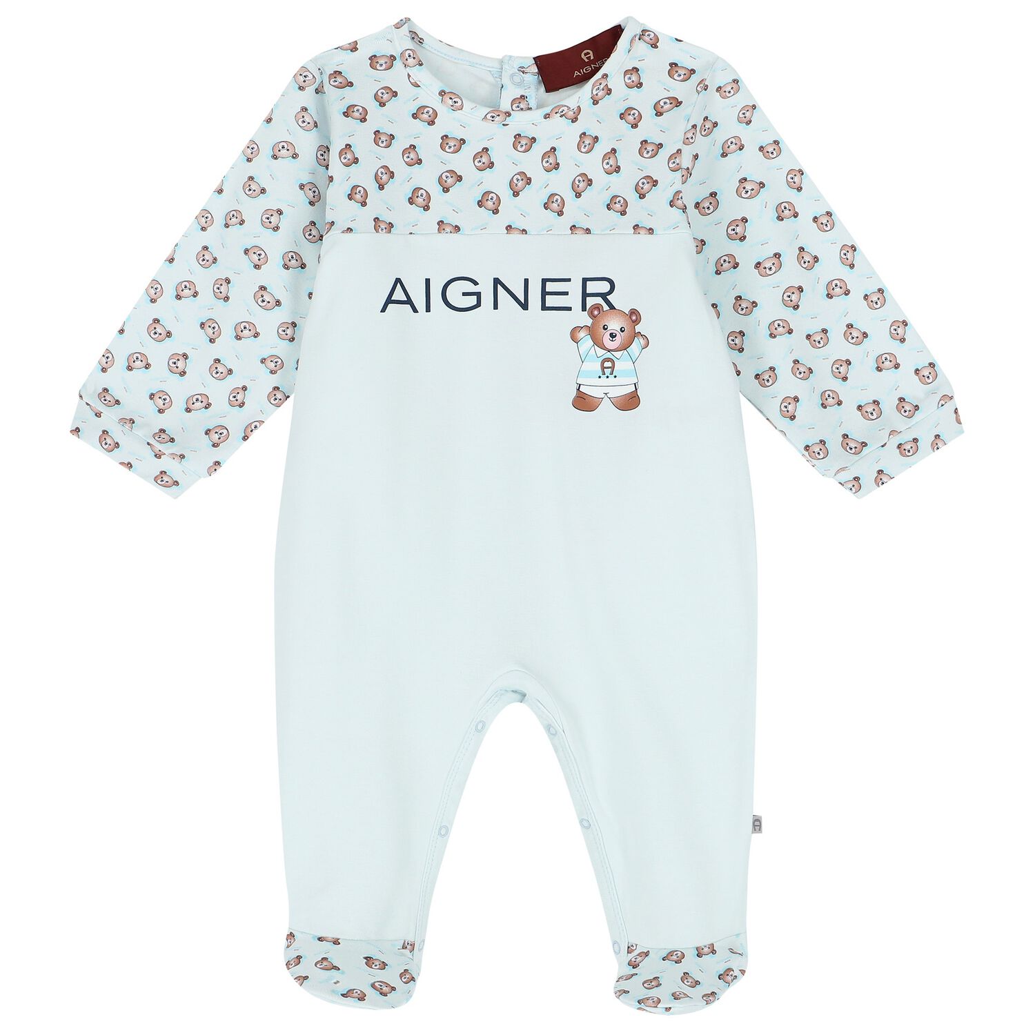 Baby Boys Blue Teddy Bear Logo Babygrow, 2, hi-res