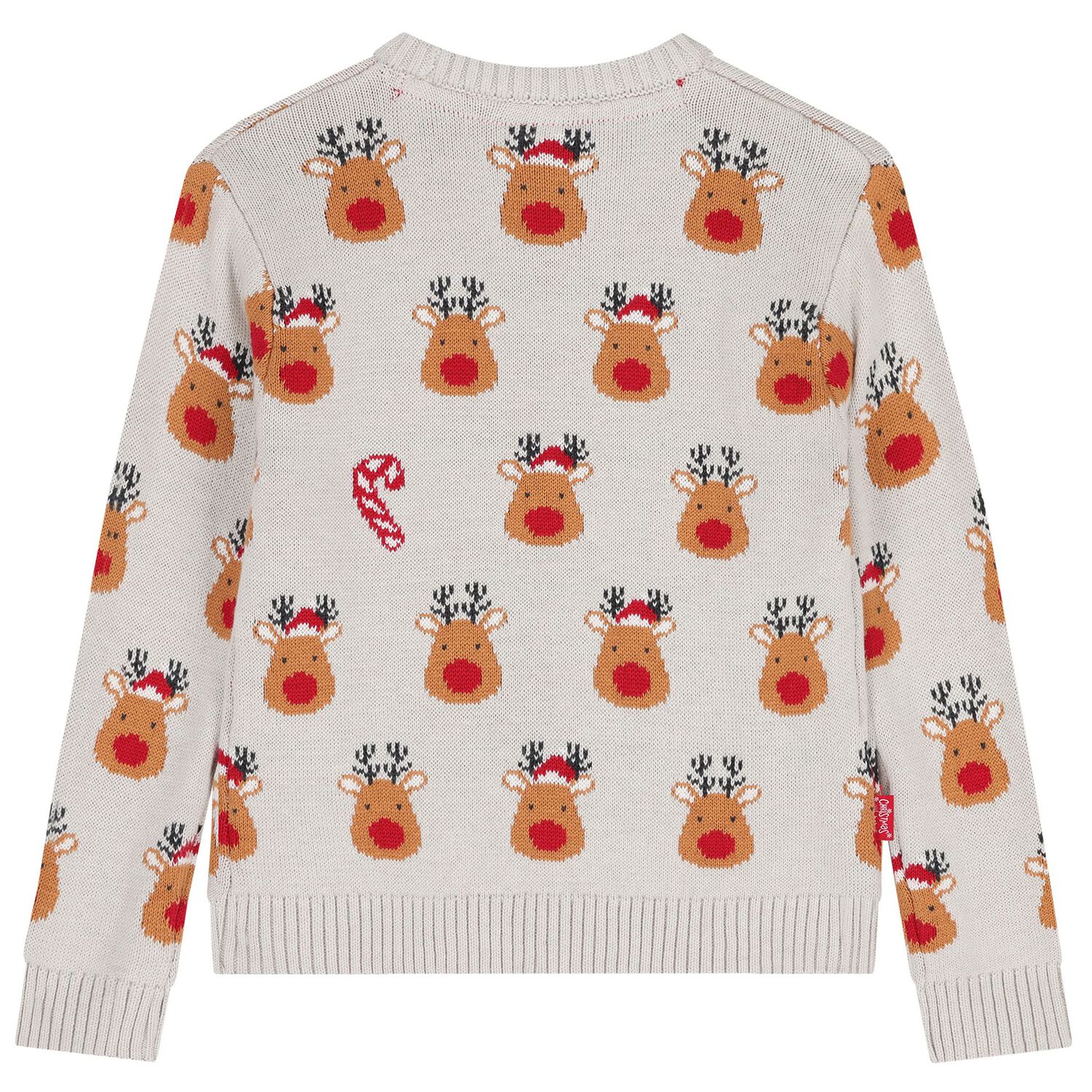 Grey Reindeer Christmas Knitted Jumper, 1, hi-res