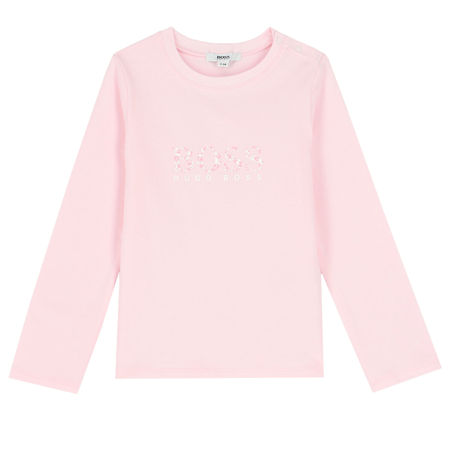 Baby Girls Pink Logo Long Sleeve Top, 2, hi-res