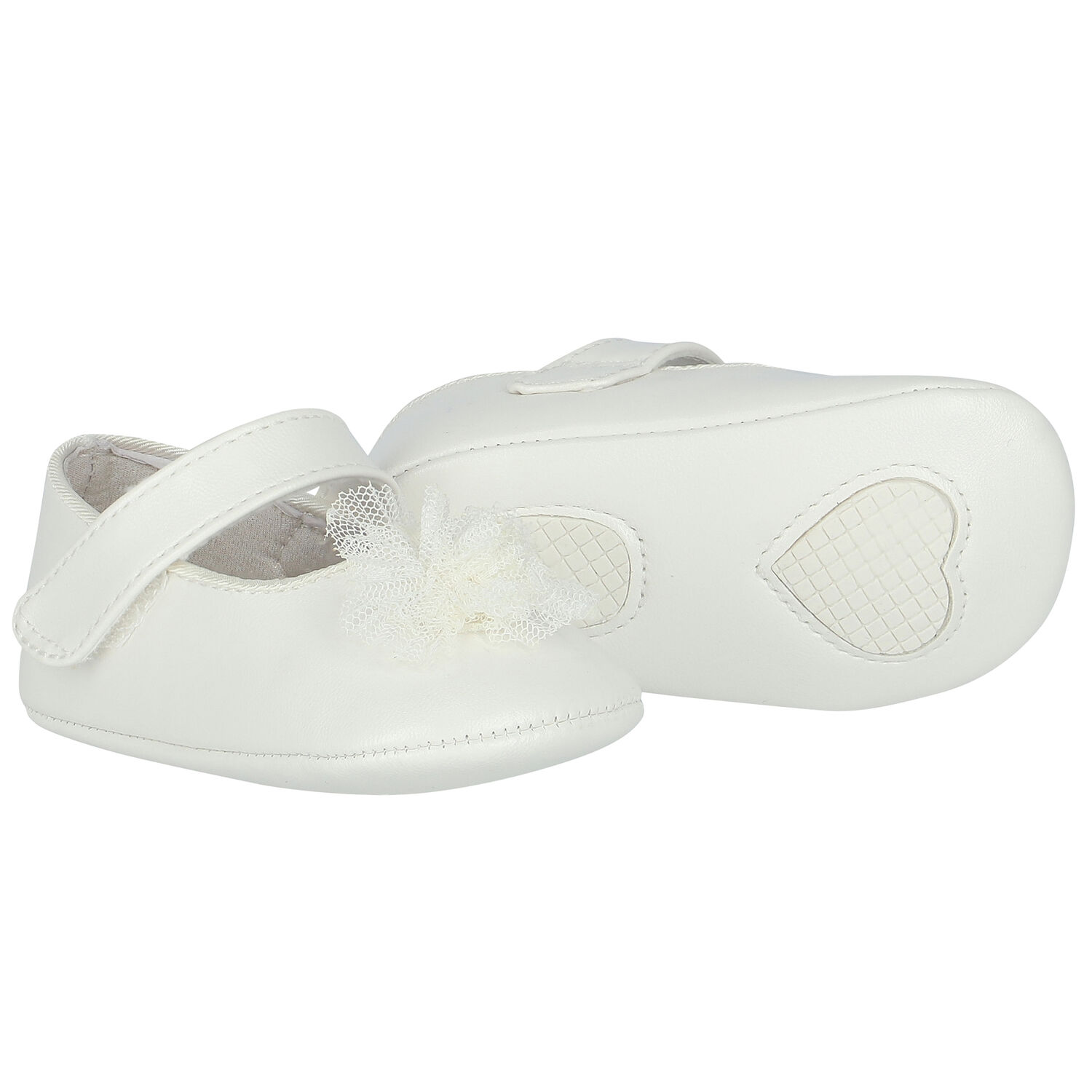 Baby Girls White Flower Pre Walker Shoes, 3, hi-res