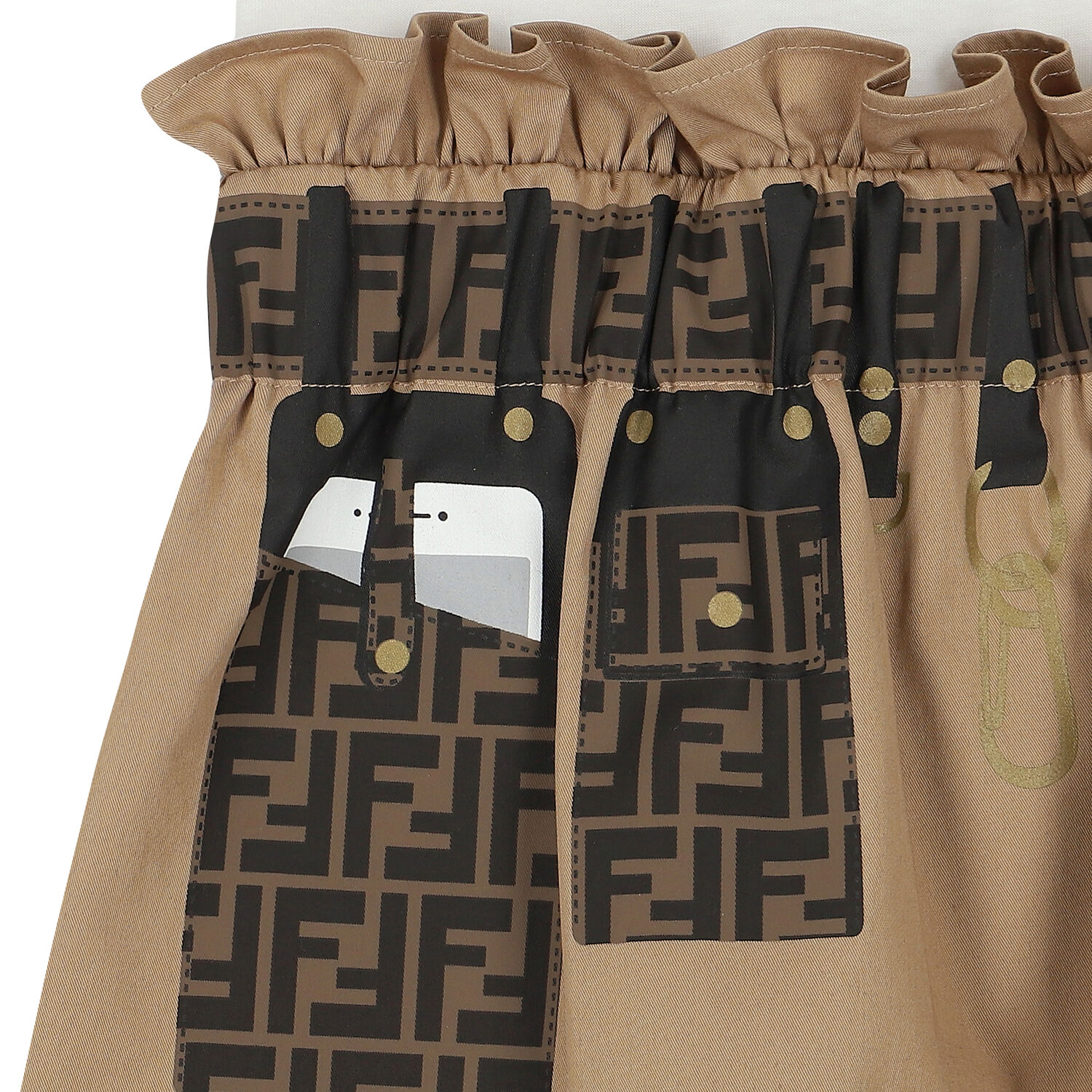 Girls Ivory & Beige Logo Dress, 1, hi-res