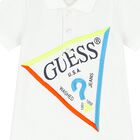 Baby Boys White Logo Polo Romper, 2, hi-res