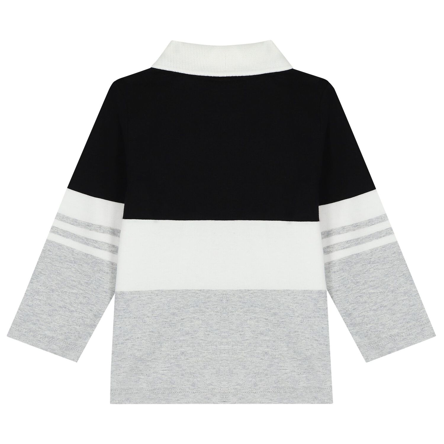 Younger Boys Black, White & Grey Logo Polo Shirt, 1, hi-res