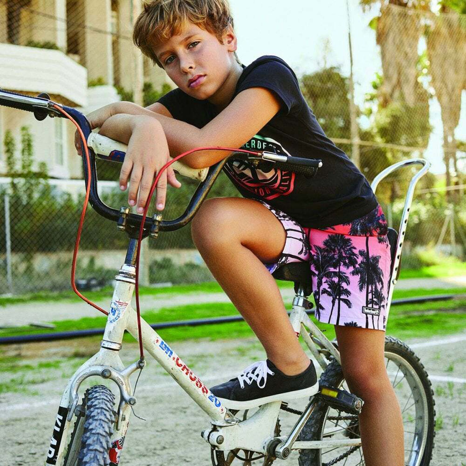 Boys Black & Orange Swim Shorts, 1, hi-res image number null