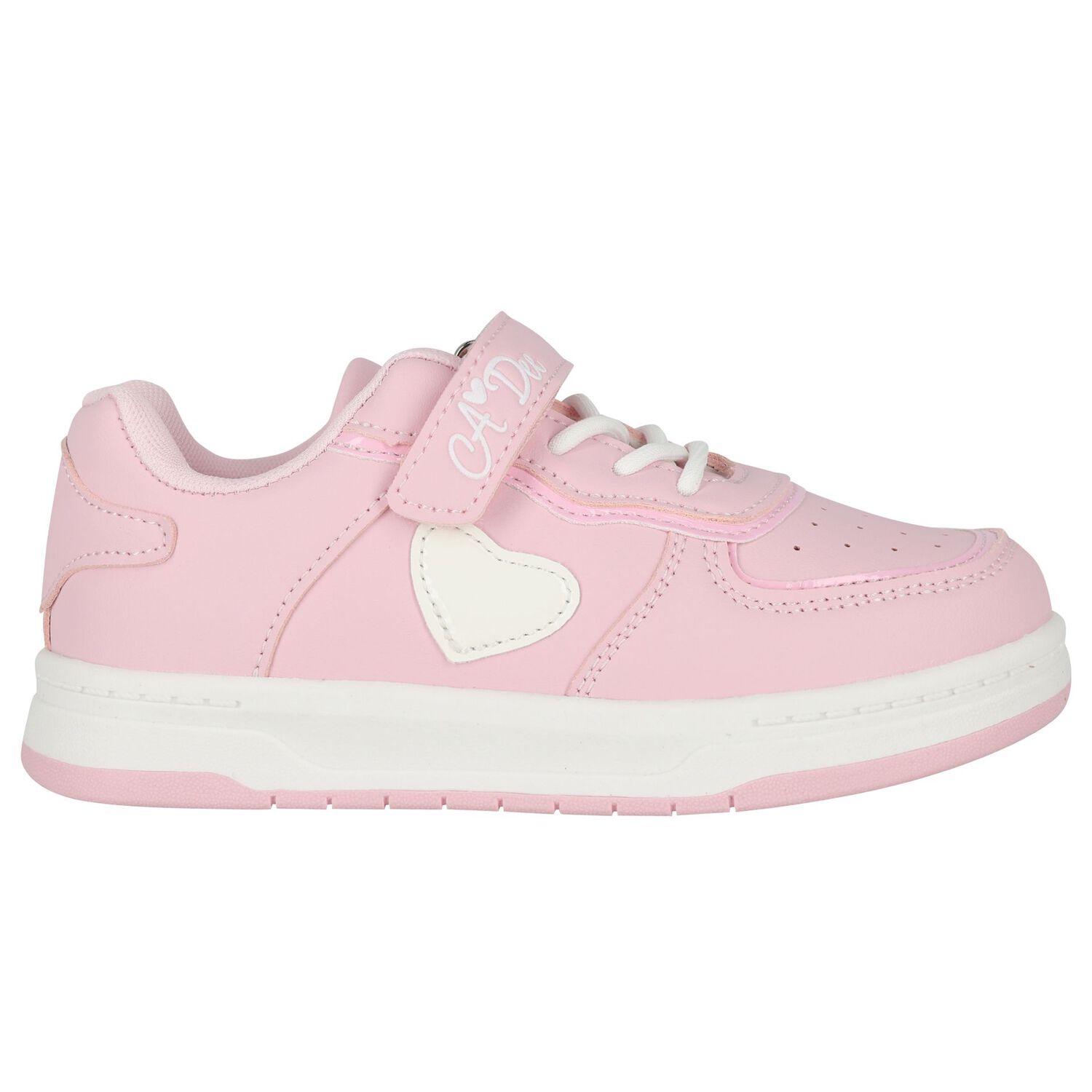 Girls Pink Heart Trainers, 1, hi-res