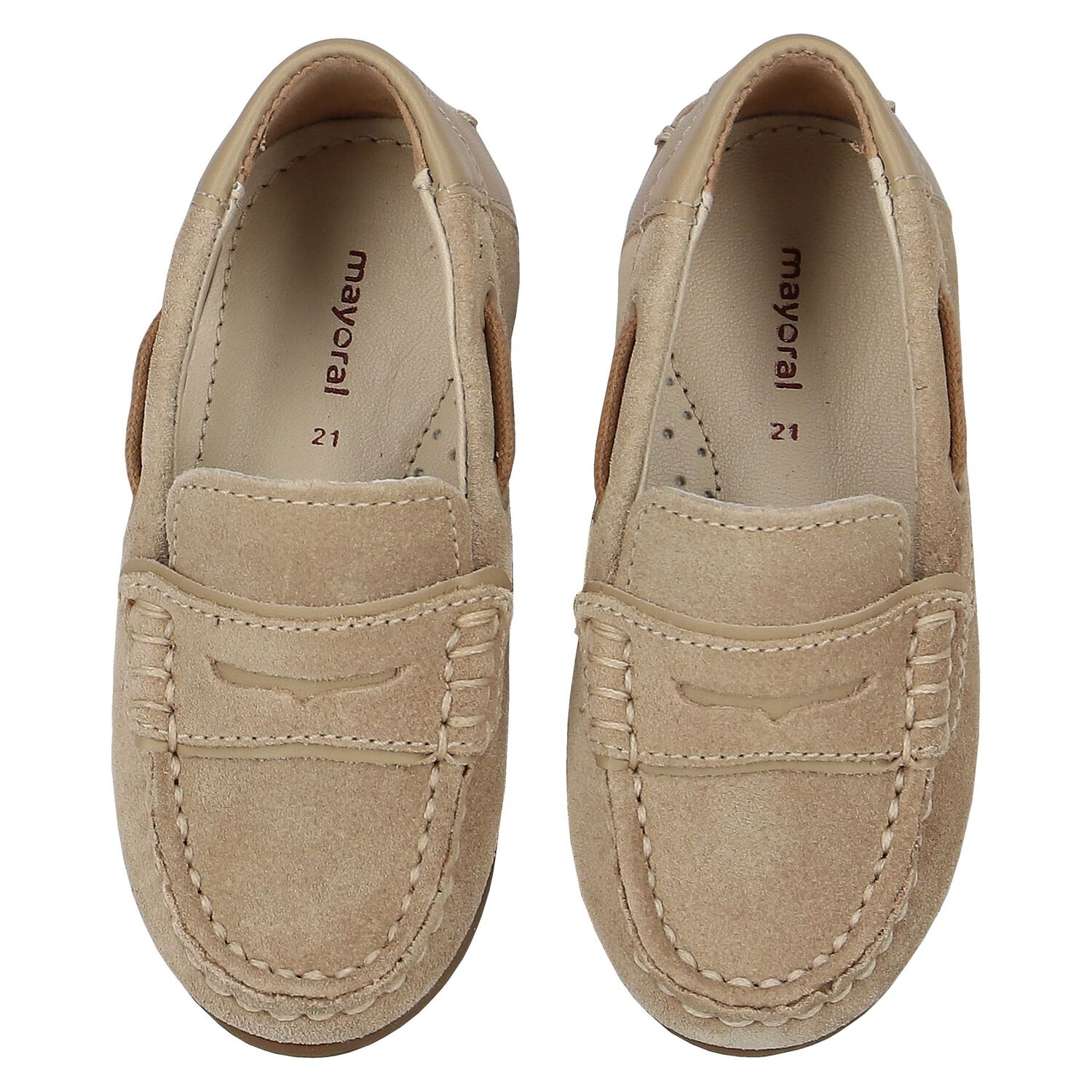 Younger Boys Beige Suede & Leather Loafers, 1, hi-res