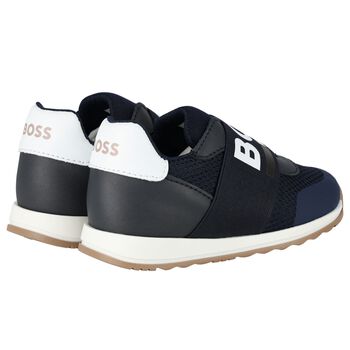 Boys Navy Blue Logo Trainers