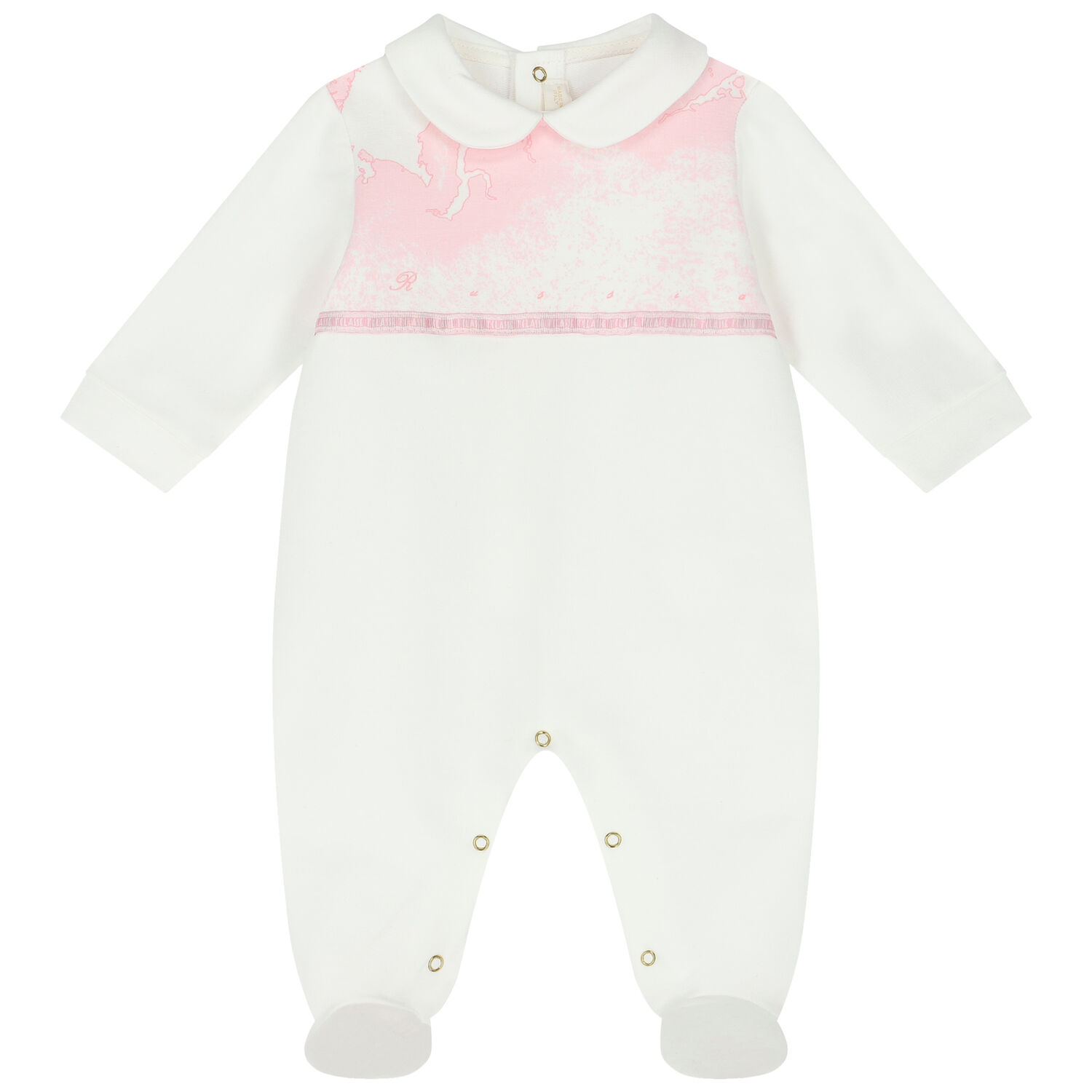 Baby Girls Ivory & Pink Geo Map Babygrow, 2, hi-res