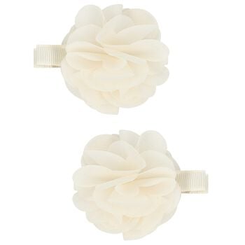 Girls Ivory Flower Hairclips ( 2 Pack )