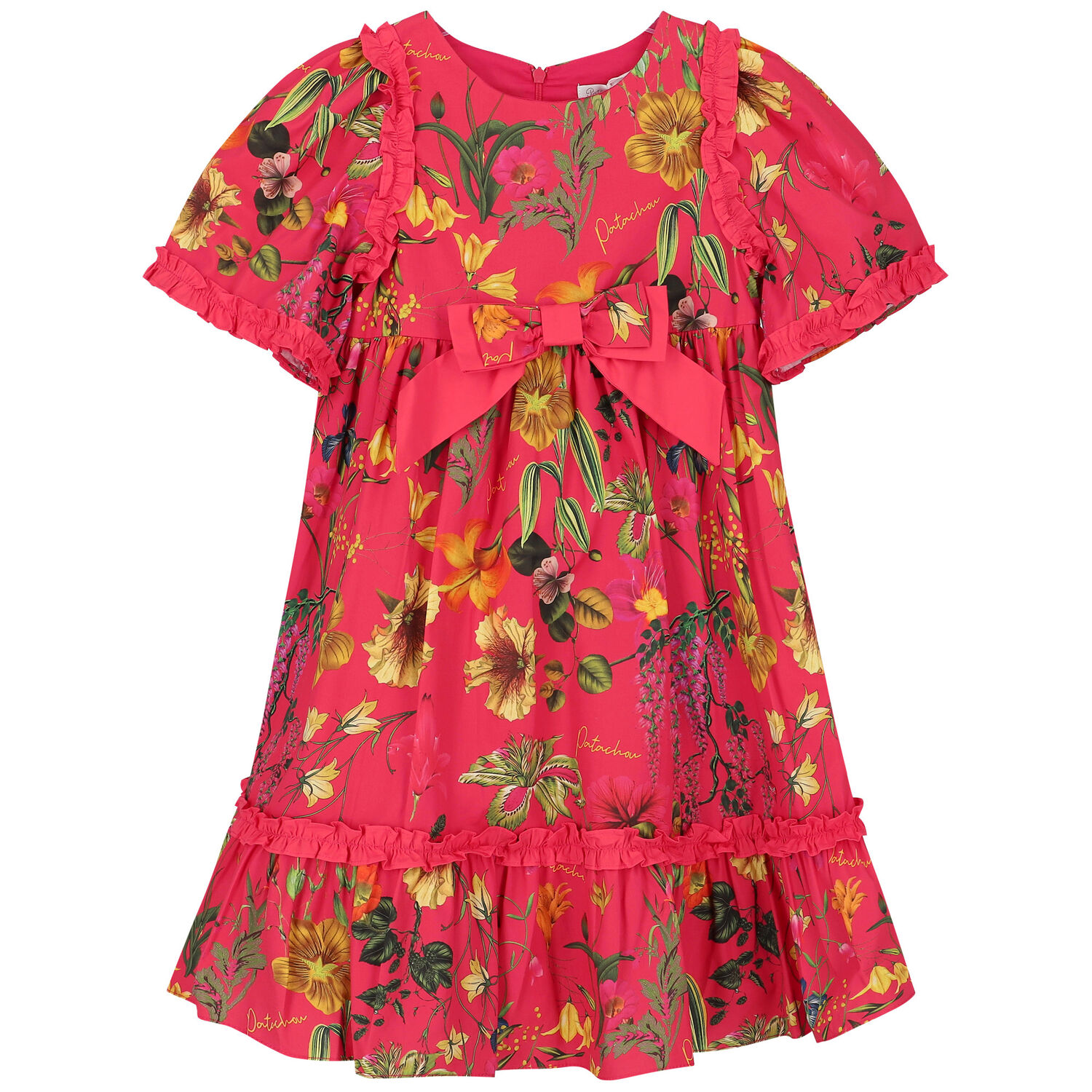 Girls Pink Floral Dress, 1, hi-res