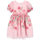 Girls Pink Floral Chiffon Dress, 1, hi-res