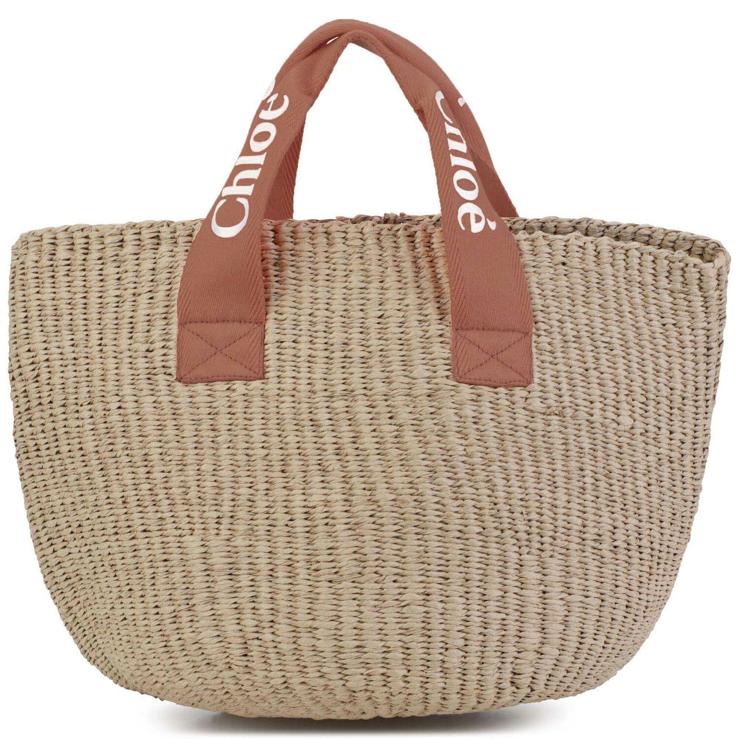 Girls Beige Logo Straw Handbag, 1, hi-res