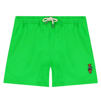 Boys Green Polo Bear Swim Shorts