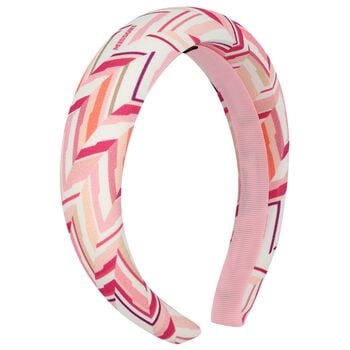 Girls White & Pink Zigzag Headband