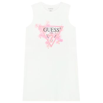 Girls White Logo Cherry Blossom Dress