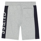 Boys Grey & Navy Blue Logo Shorts, 3, hi-res