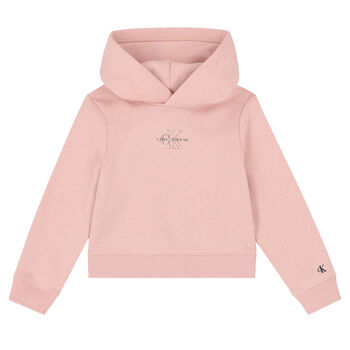 Girls Pink Logo Hooded Top