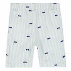 Younger Boys White & Blue Shorts, 1, hi-res