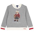 Boys Grey Logo Polo Bear Sweatshirt, 1, hi-res