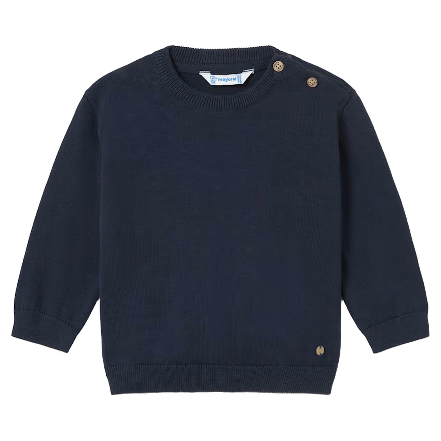 Younger Boys Navy Blue Knitted Jumper, 2, hi-res