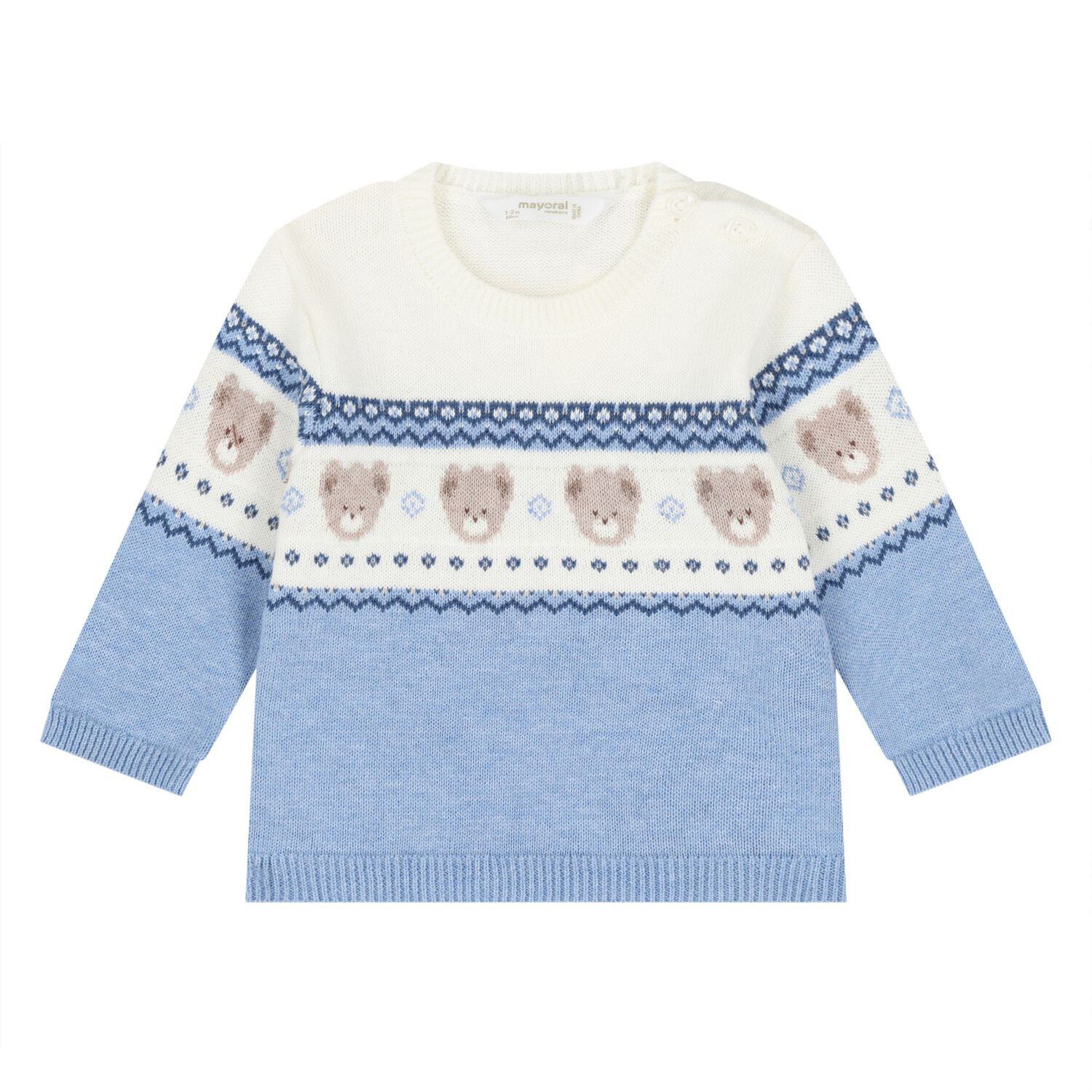 Younger Boys Blue & Ivory Teddy Bear Trouser Set, 1, hi-res
