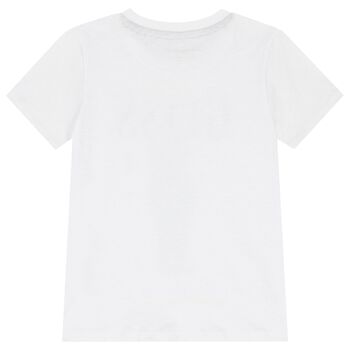 Boys White Teddy Bear Logo T-Shirt