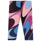 Younger Girls Black, Pink & Purple Onde Leggings, 1, hi-res