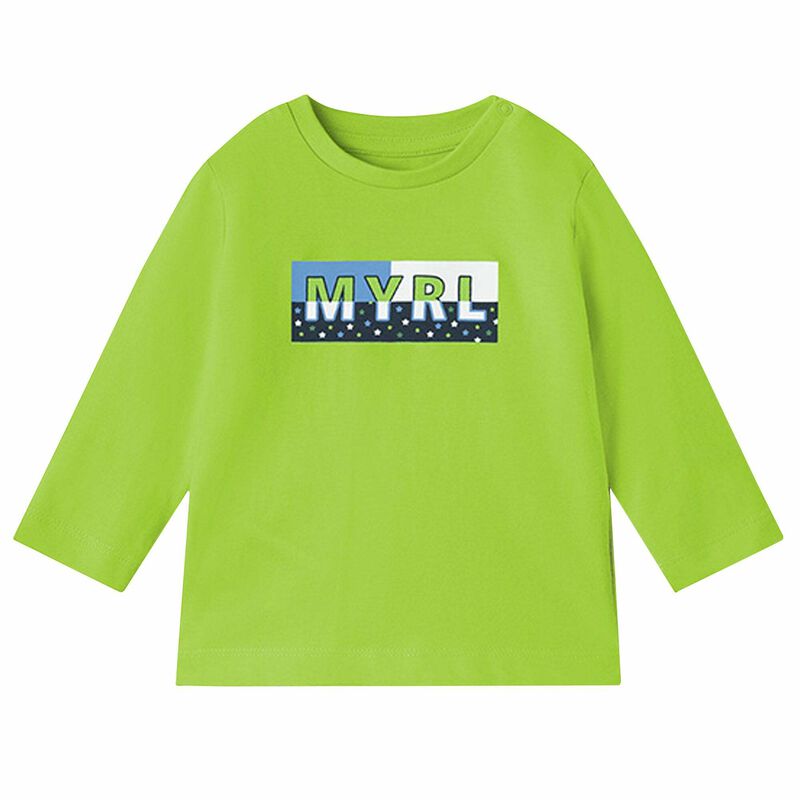 Younger Boys Green Logo Long Sleeve Top, 3, hi-res image number null
