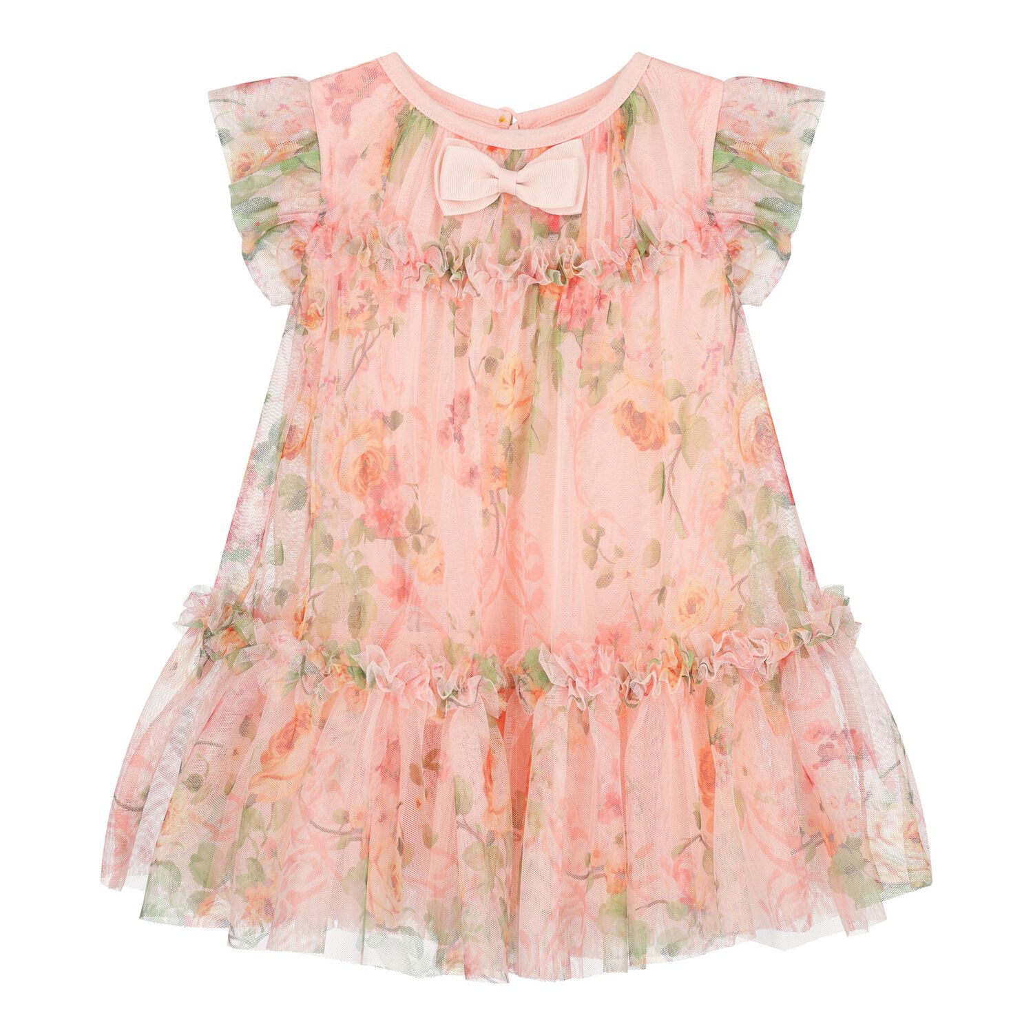 Baby Girls Pink Rose Tulle Dress, 3, hi-res