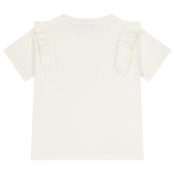 Girls Ivory Logo Ruffled T-Shirt