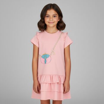 Girls Pink Logo Dress