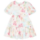 Girls White Floral Dress, 1, hi-res