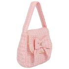 Girls Pink Bow Tweed Handbag, 1, hi-res