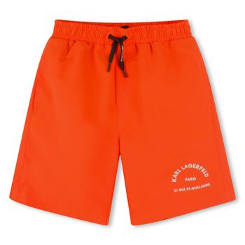 Boys Orange Logo Swim Shorts