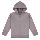 Purple Logo Hooded Zip Up Top, 1, hi-res