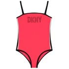 Girls Neon Pink Logo Swimsuit, 1, hi-res