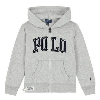 Boys Grey Logo Zip Up Top