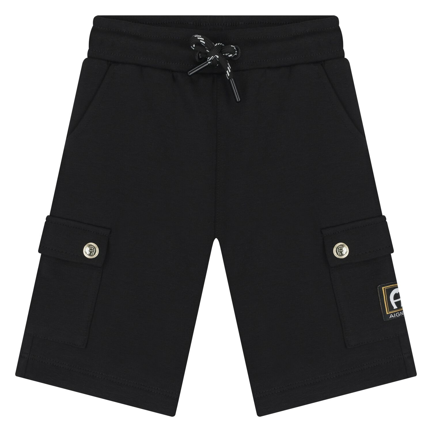 Younger Boys Black Logo Shorts, 1, hi-res