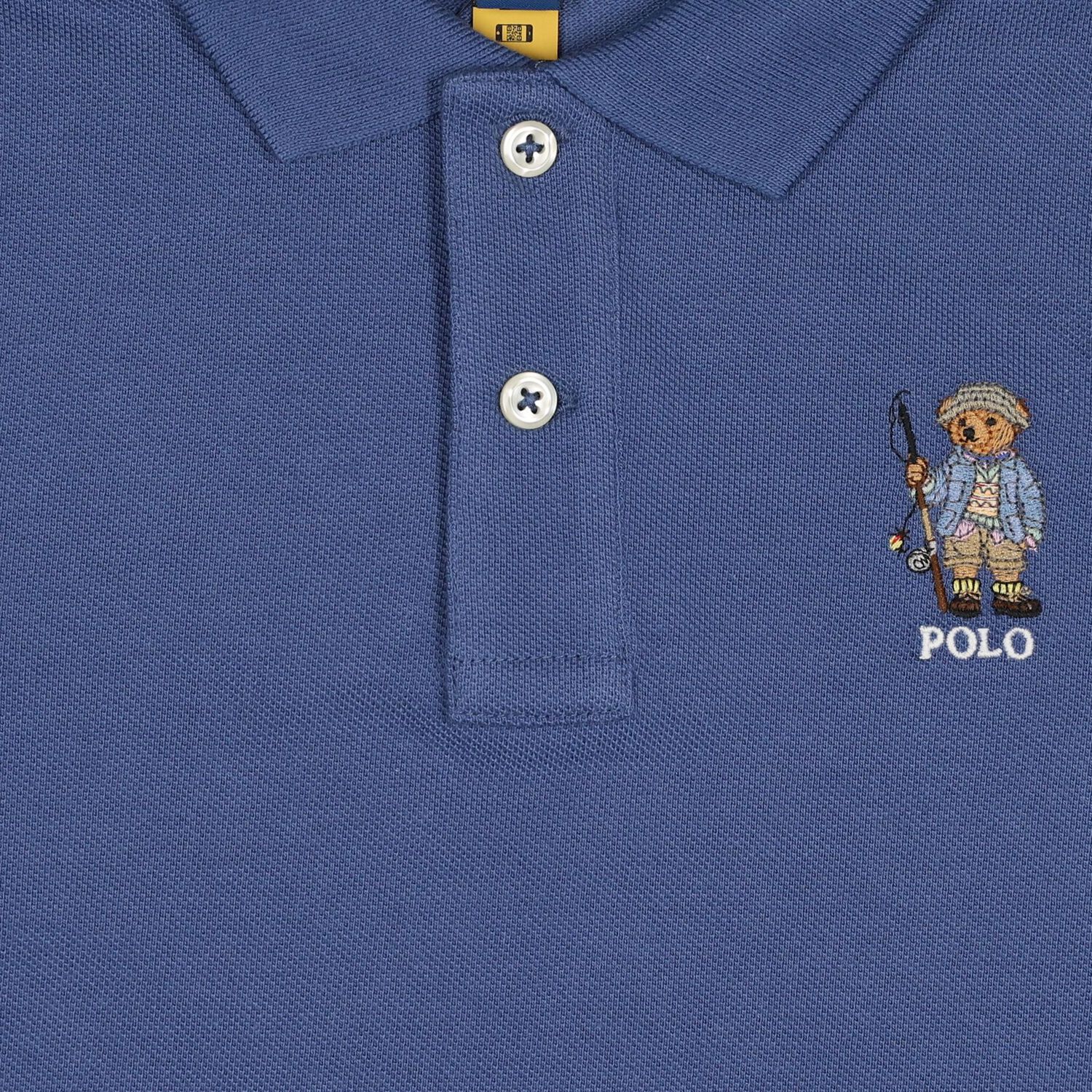 Boys Navy Blue Fishing Polo Bear Polo Shirt, 1, hi-res