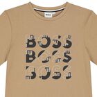 Boys Beige Logo T-Shirt, 3, hi-res