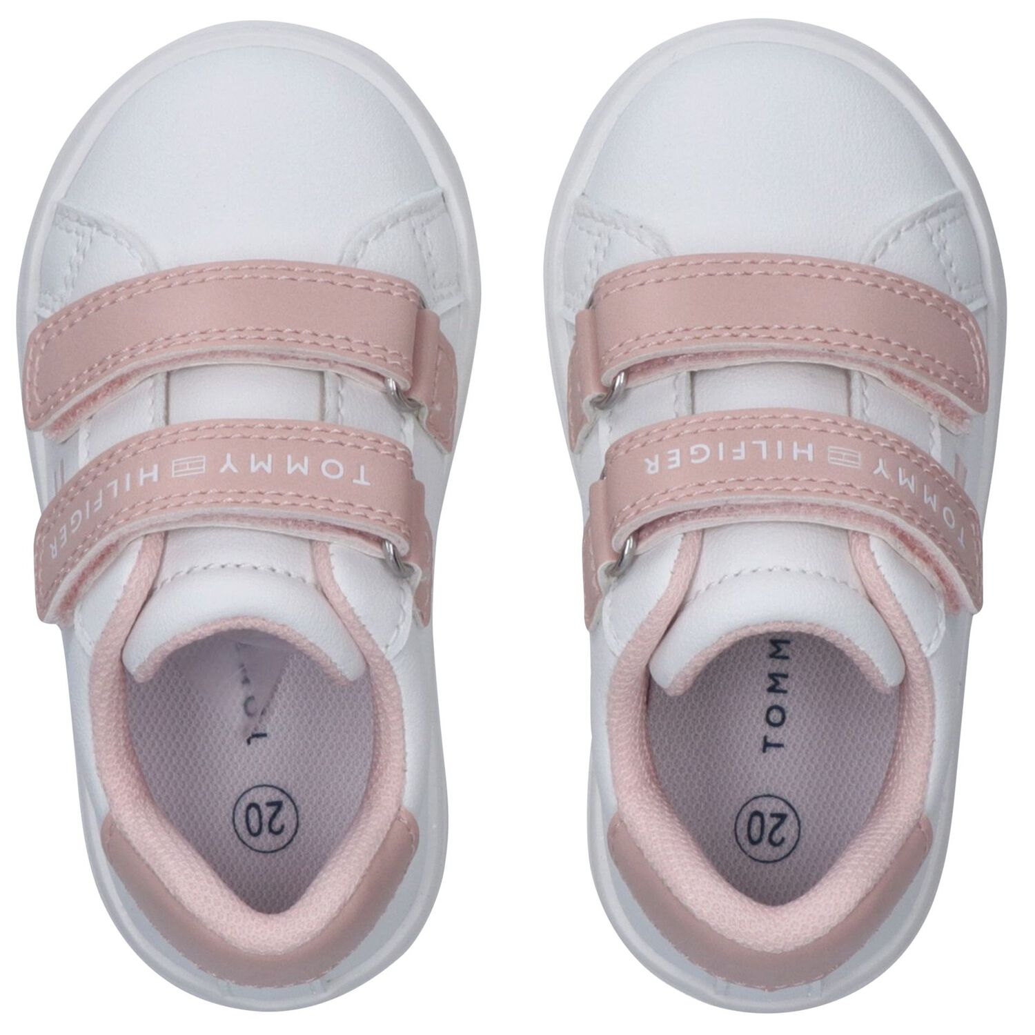Girls White & Pink Logo Trainers, 1, hi-res