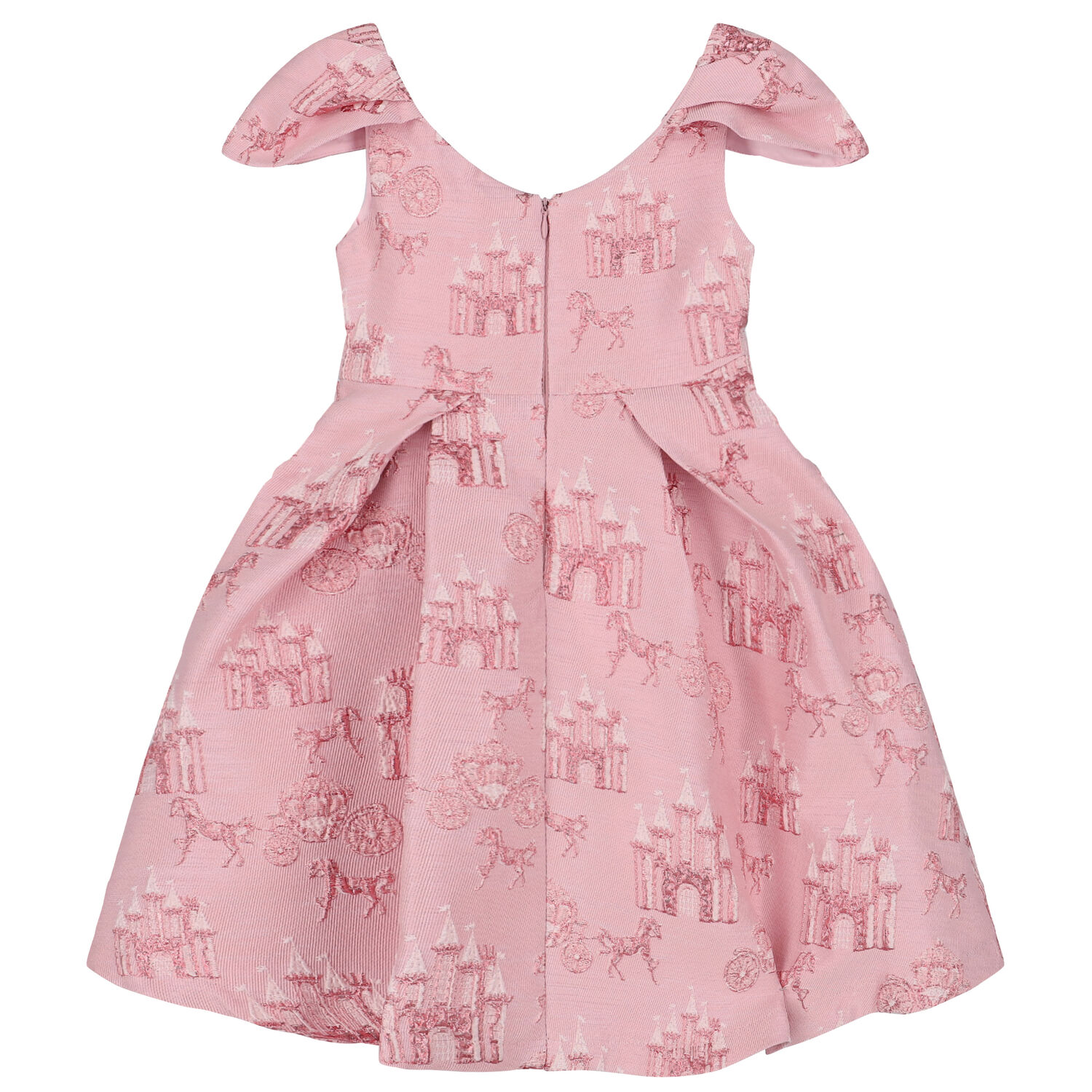 Girls Pink Castle Jacquard Dress, 1, hi-res