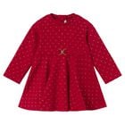 Younger Girls Red & Gold Polka Dot Neoprene Dress, 2, hi-res