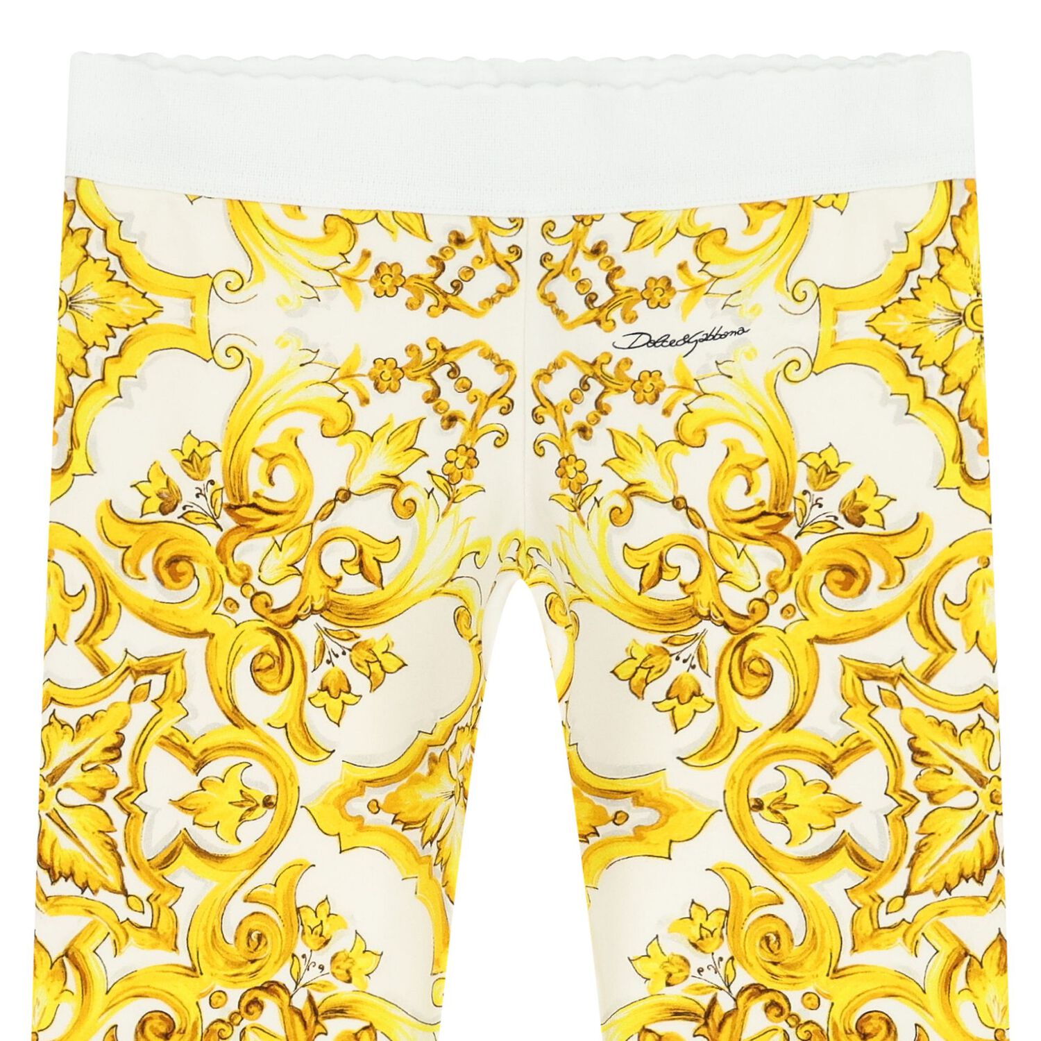 Girls White & Yellow Majolica Leggings, 1, hi-res image number null