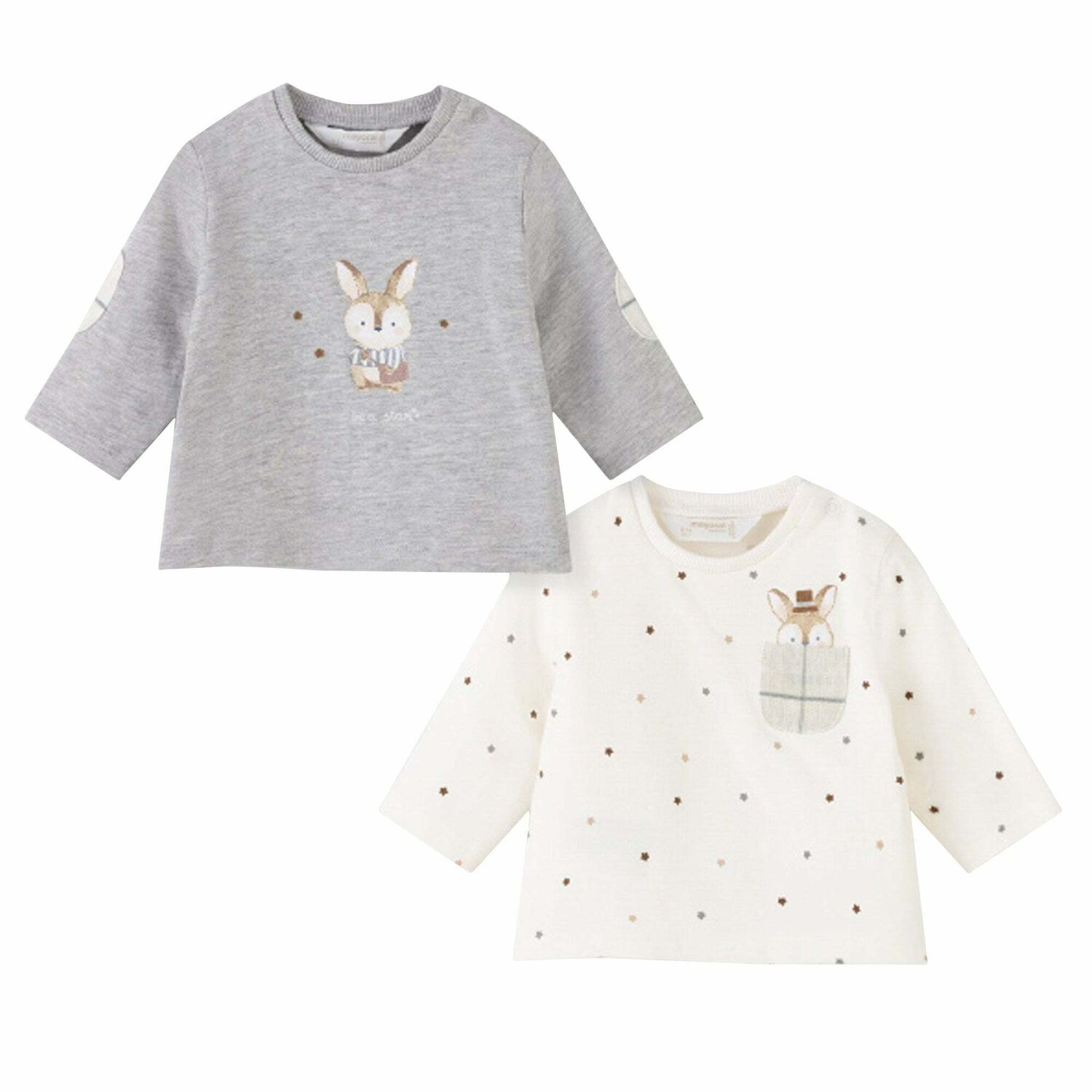 Baby Boys Grey & Ivory Long Sleeve Top ( 2-Pack ), 1, hi-res