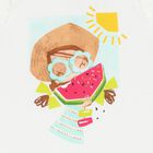 Girls White Cotton Graphic Print Top, 1, hi-res