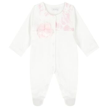 Baby Girls Ivory Flower Babygrow