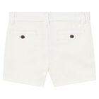 Younger Boys Off White Cotton Twill Shorts, 1, hi-res