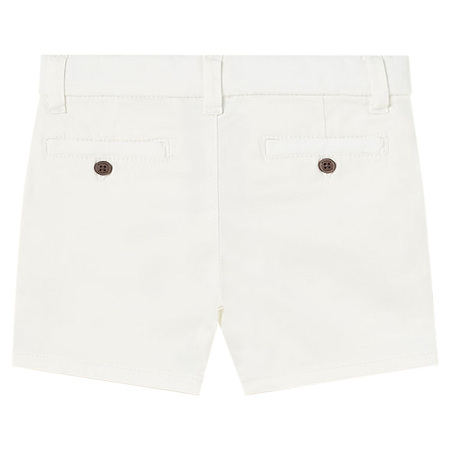 Younger Boys Off White Cotton Twill Shorts, 1, hi-res